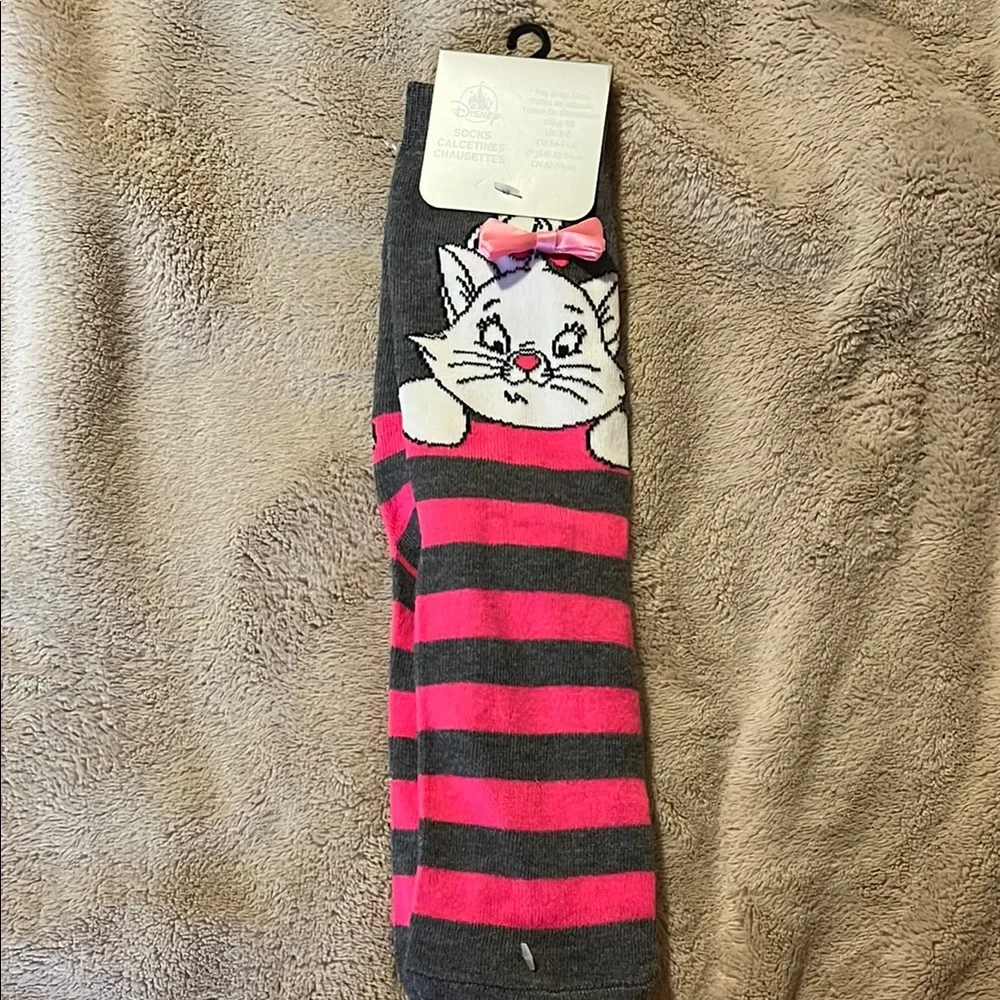 Gray and Pink marie Disney Socks